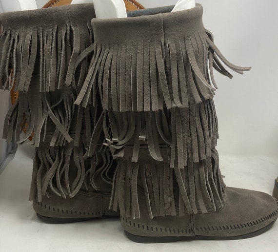 Minnetonka 3 tier fringe boots,fringe boots,mocca… - image 6