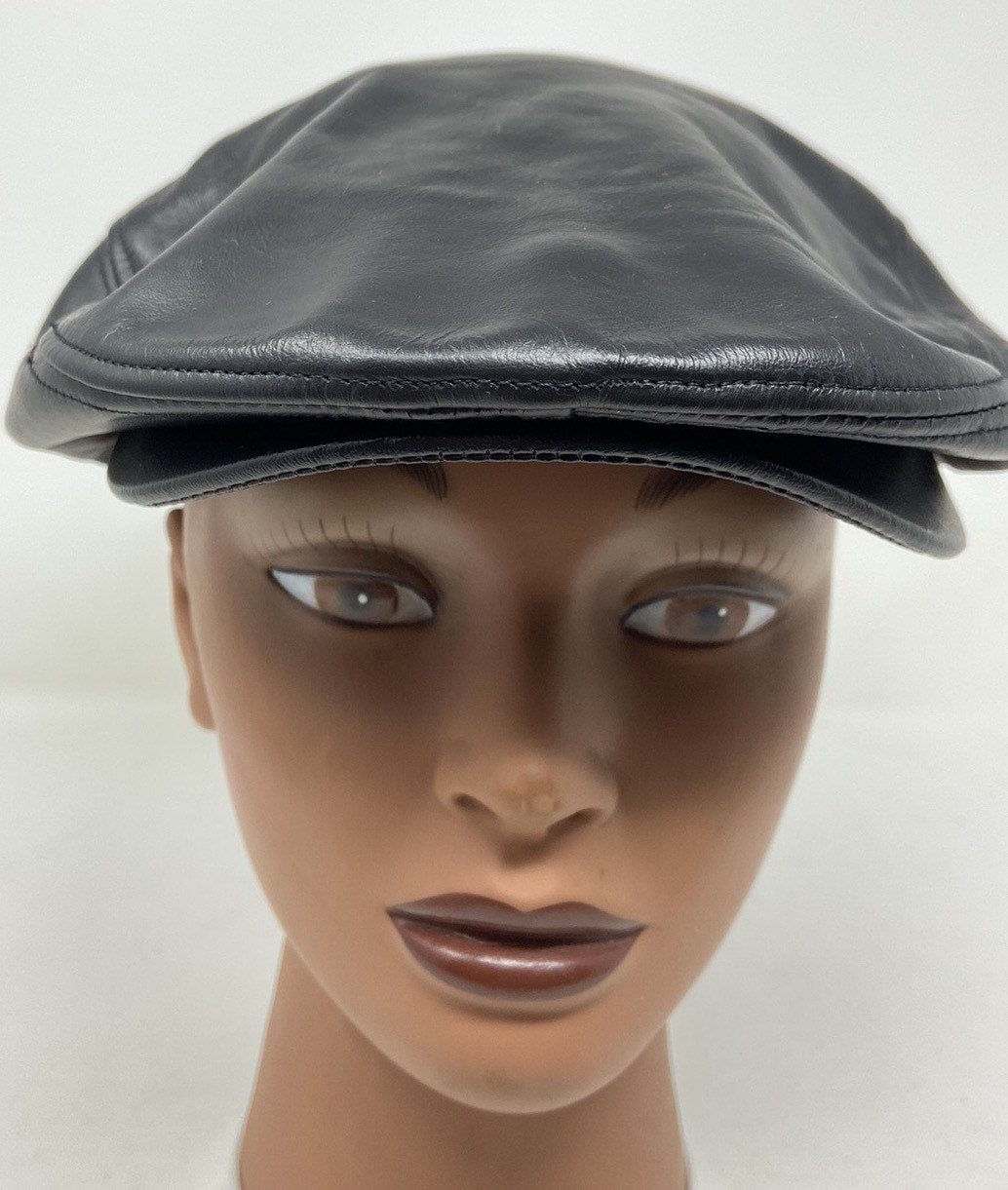 Leather Cap,Winner Leather cap,leather Cabbie hat,cabbie hat,made in USA,newsboy Leather hat,newsboy Hat, Vintage,Vintage Hat