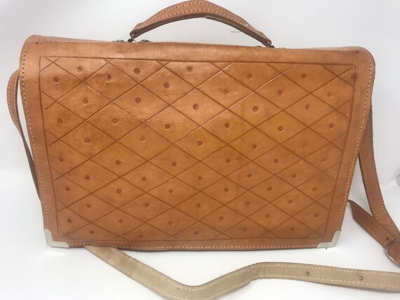 Vintage Tooled Leather Small Messenger Bag 70s 80s vintage Leather