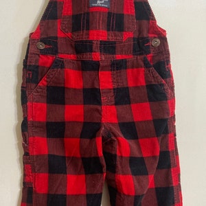 Oshkosh buffalo plaid overalls/Toddler overalls,toddler,Light weight corduroy overalls,Oshkosh 18 months,corduroy overalls,Oshkosh image 1