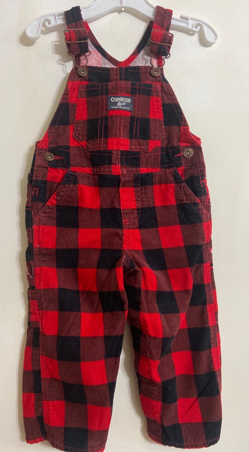 Oshkosh buffalo plaid overalls/Toddler overalls,toddler,Light weight corduroy overalls,Oshkosh 18 months,corduroy overalls,Oshkosh image 1