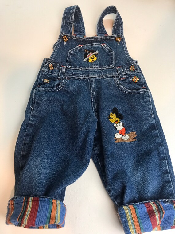 Mickey Mouse vintage embroidered overalls, embroi… - image 1