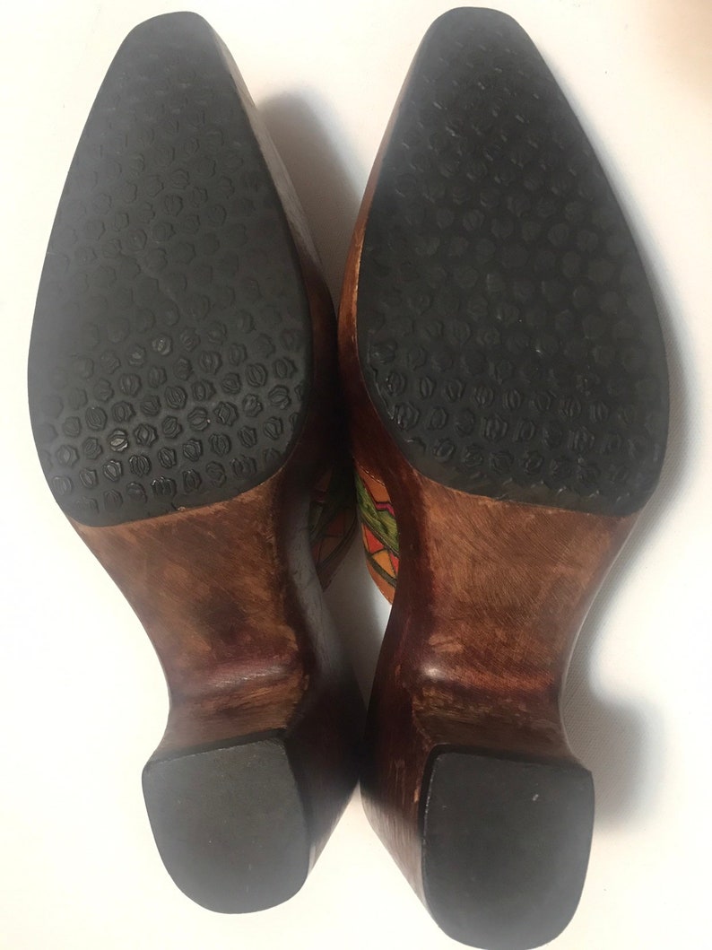 Vintage leather tooled mules sz 7