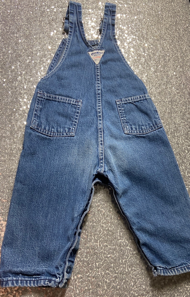 Vintage Oshkosh Overalls, vintage, vintage denim,vintage jean overalls, toddler overalls,vintage toddler overalls,Jean overalls,made in USA image 3