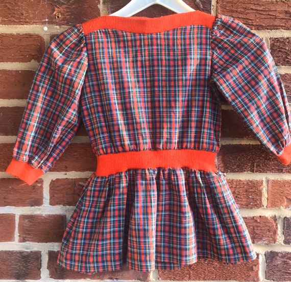 Vintage 80s plaid boatneck toddler dress/Topper/ … - image 5