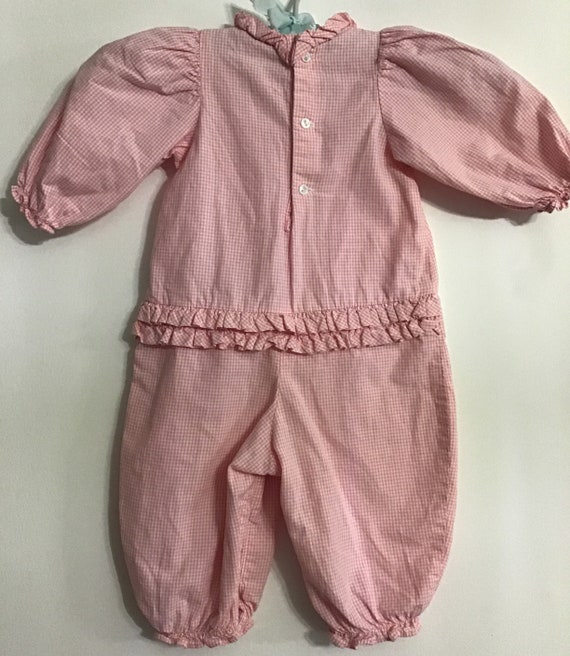 Vintage pink gingham romper,infant romper,Baby gi… - image 2