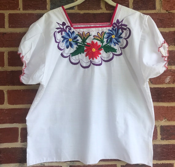 Embroidered floral top, embroidered blouse,Women’… - image 1