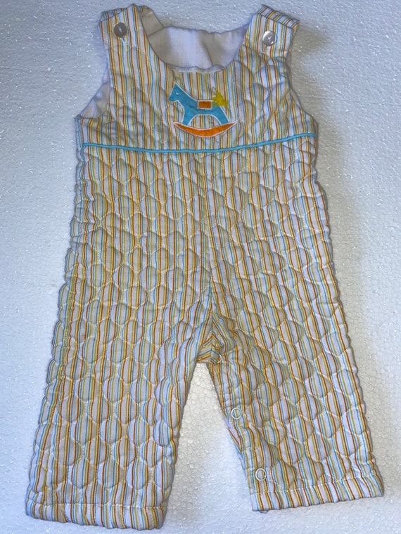 Vintage Infant Quilted Baby Appliquéd Overalls,ov… - image 1