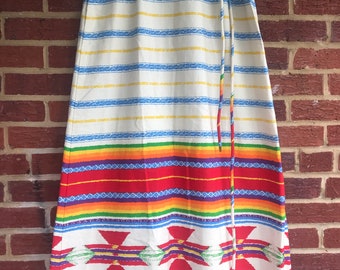 Vintage 70s Prairie Maxi Southwestern Skirt,Summit of Boston,Made in USA, maxi skirt, Southwestern skirt