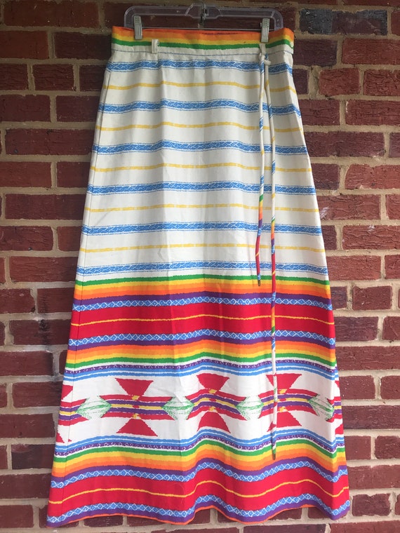 Vintage 70s Prairie Maxi Southwestern Skirt,Summit