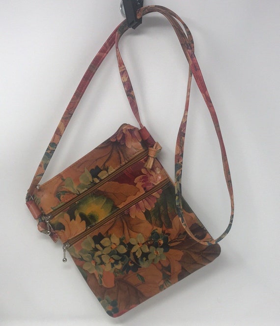 Vintage Floral Leather Purse,Vintage bag,vintage … - image 1