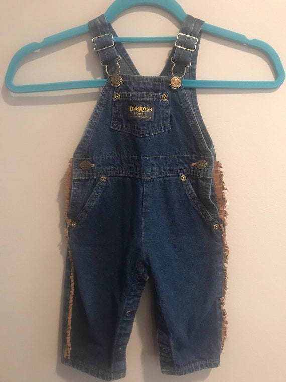 Oshkosh vestbak 6/9 month Cowboy Fringe Denim ove… - image 1