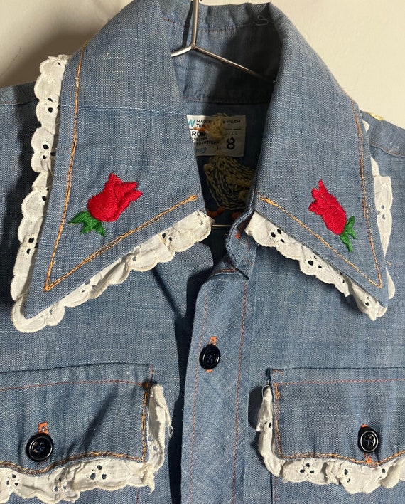 Girls Denim Embroidered Shirt,vintage,vintage shi… - image 3