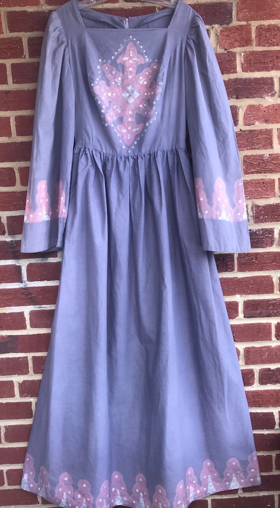 Vintage Batik Dress,Boho,Woodstock Hippie,handmade