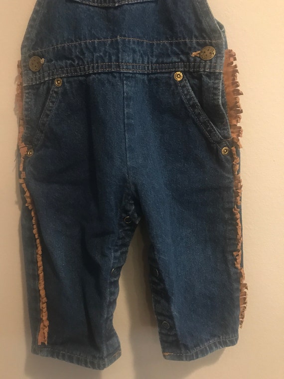 Oshkosh vestbak 6/9 month Cowboy Fringe Denim ove… - image 4