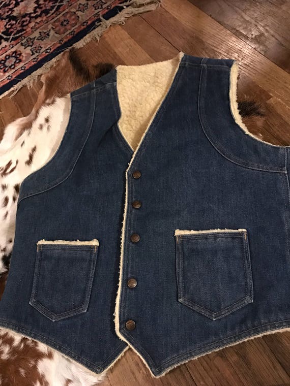 Vintage Big Smith sz L western sherpa blue jean d… - image 1