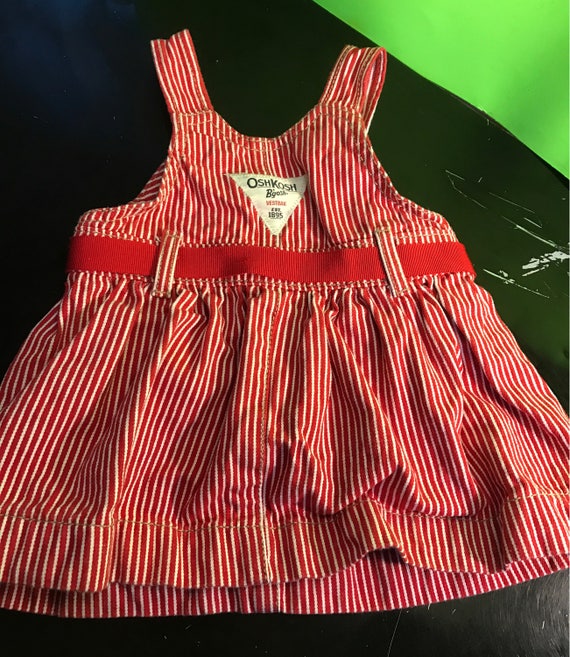 Oshkosh vestbak vintage 6 month Red/white striped… - image 2