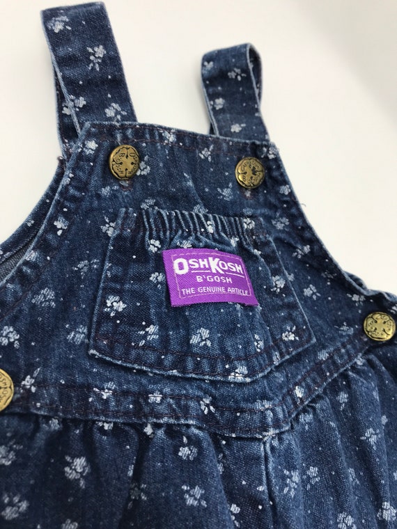 Oshkosh vestbak sz 3/6 Jean floral overalls made … - image 2