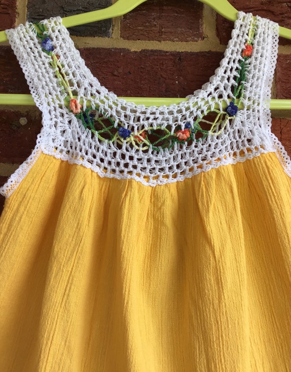 Vintage Crochet top girls dress, girls ethnic dre… - image 2