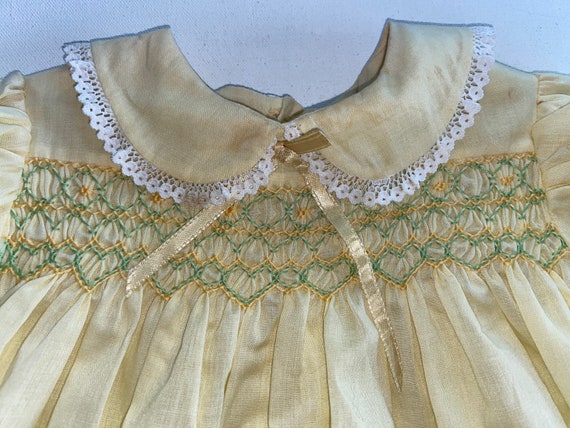 Vintage Infant Toddler Smocked Dress, smocking,sm… - image 4