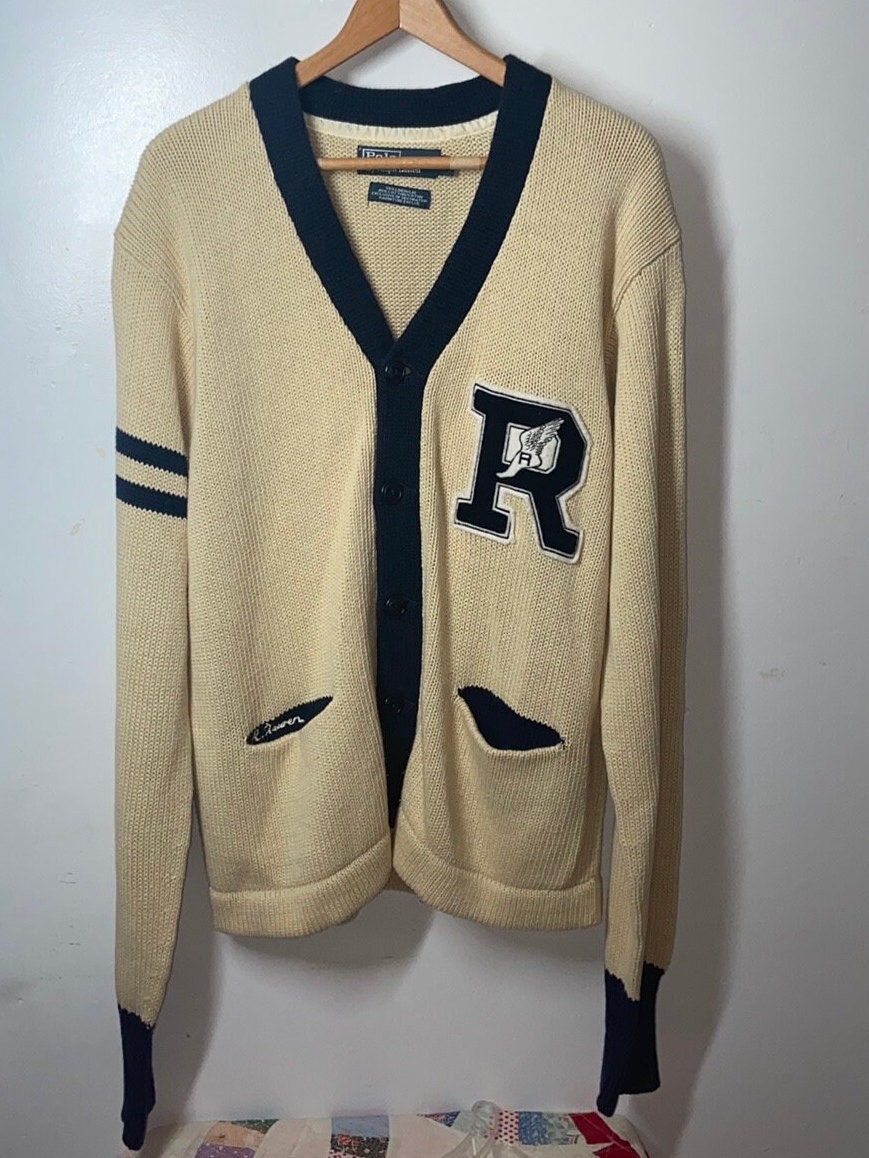 Polo Ralph Lauren Cardigan Sweaterrlvarsity P Wing - Etsy