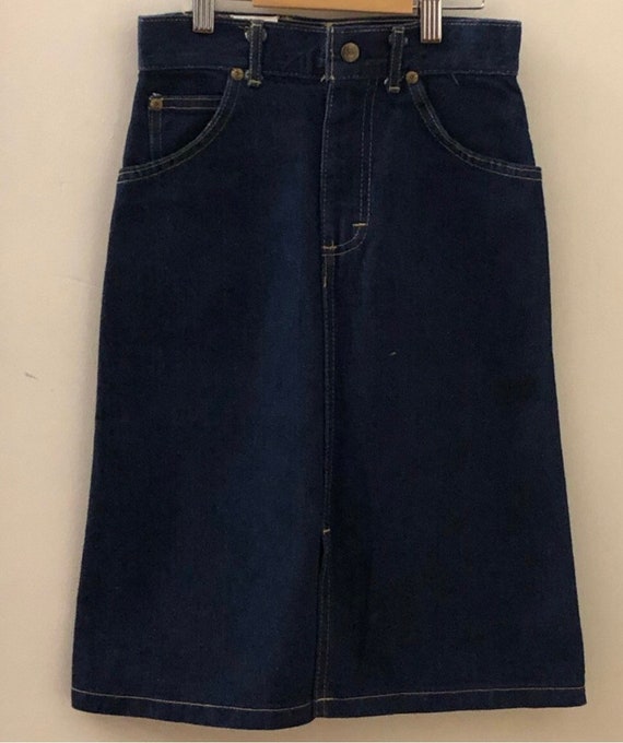 Vintage Lee 70s High waisted slim midi denim Skirt