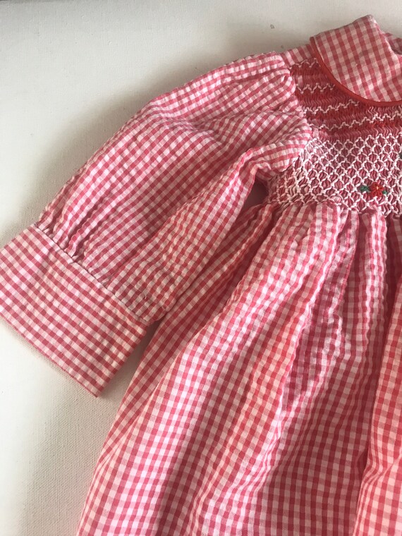 Vintage Hand Smocked Seersucker dress, vintage dr… - image 3