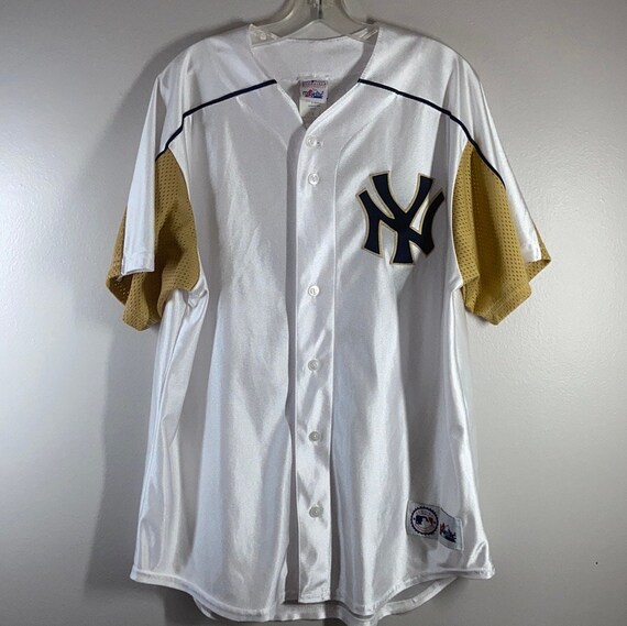 Men's New York Yankees White Gold & Black Gold Jersey - All Stitched