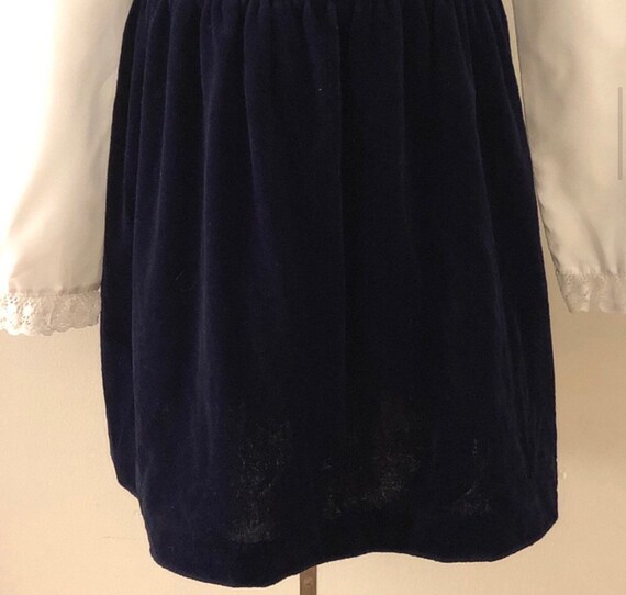 Vintage Girls Dress,girls dress,navy velvety dres… - image 8