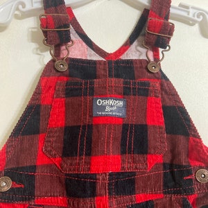 Oshkosh buffalo plaid overalls/Toddler overalls,toddler,Light weight corduroy overalls,Oshkosh 18 months,corduroy overalls,Oshkosh image 2