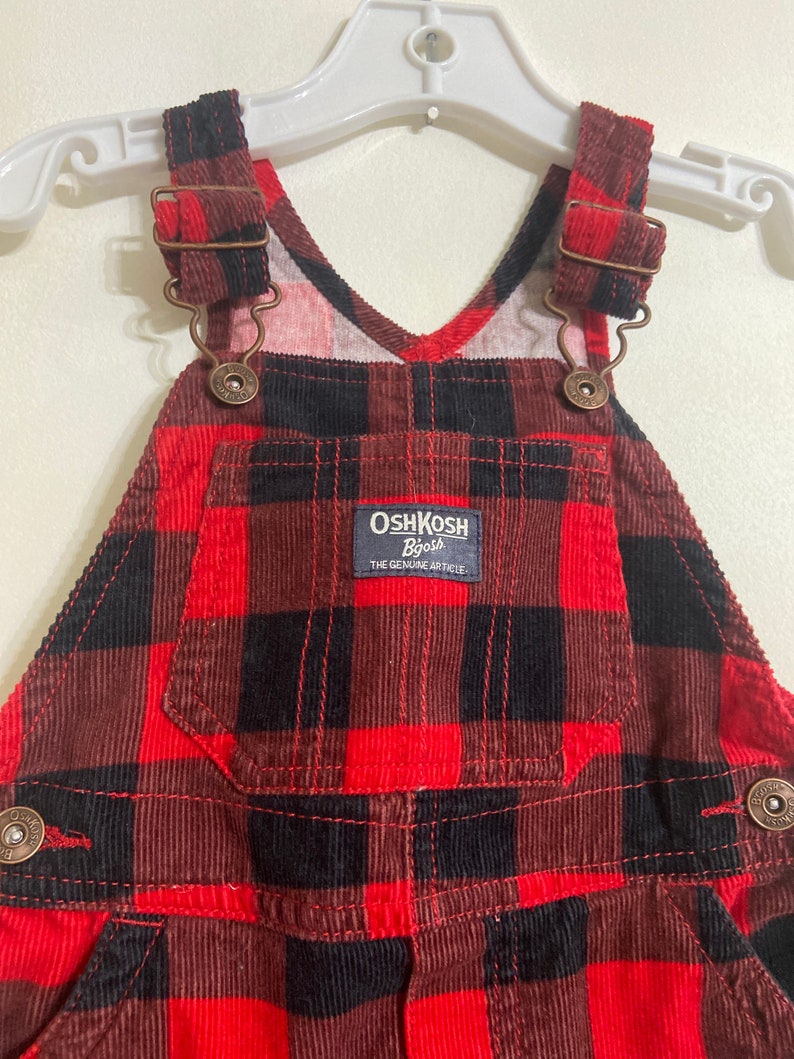 Oshkosh buffalo plaid overalls/Toddler overalls,toddler,Light weight corduroy overalls,Oshkosh 18 months,corduroy overalls,Oshkosh image 2