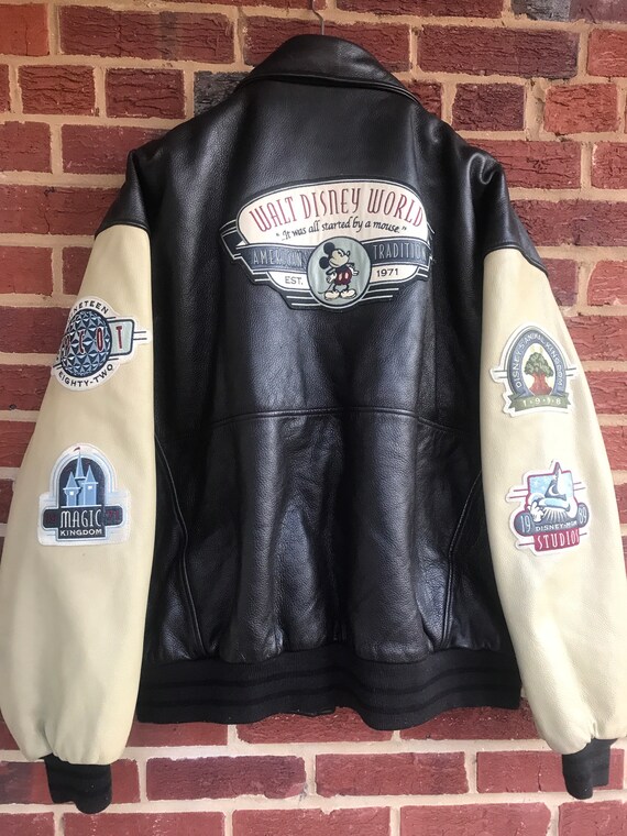 Walt Disney World Letterman Bomber Leather Coat Ja