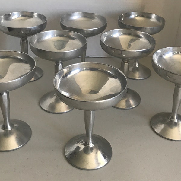 Mid Century Raimond Pewter Champagne sorbet seafood set of 8