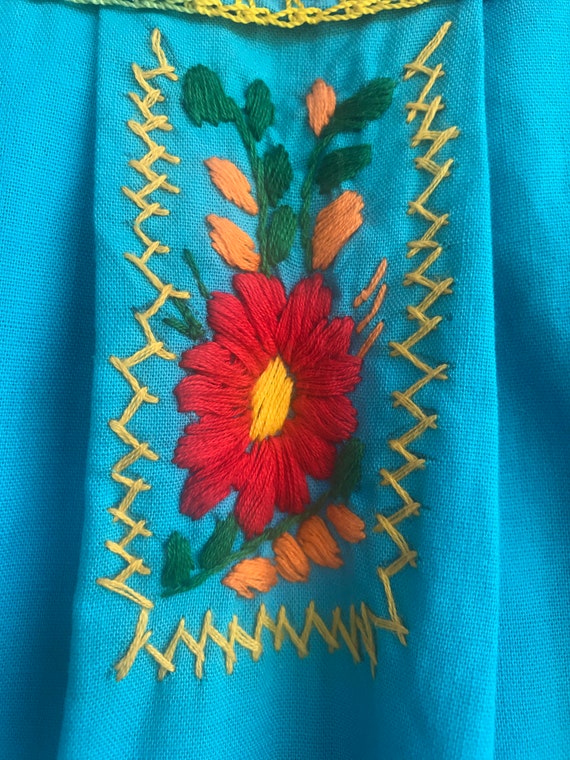 Vintage 70s 80s Girls Hand Embroidered Oaxacan,gi… - image 7