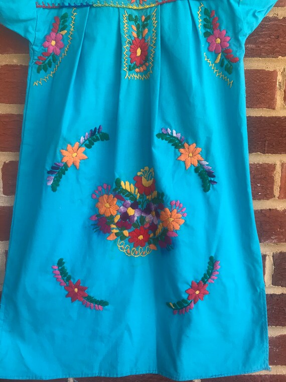 Vintage 70s 80s Girls Hand Embroidered Oaxacan,gi… - image 4