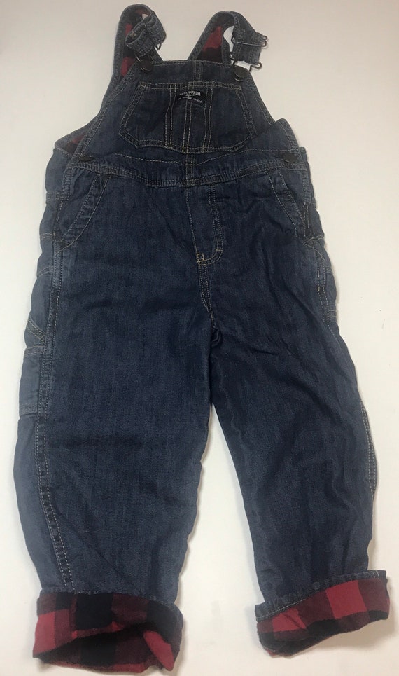 Oshkosh Overalls Plaid Toddler 18 Months Vintage Snap… Gem