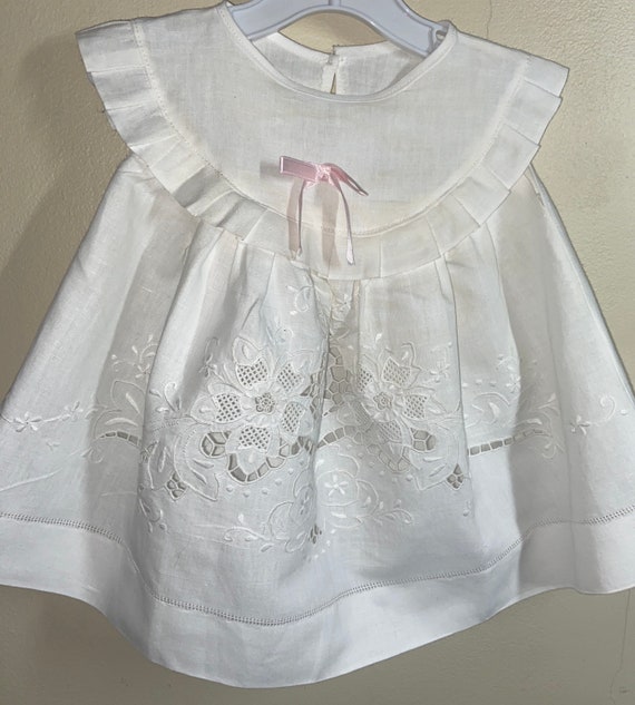 Vintage Battenburg Lace Infant Dress, Battenburg … - image 1