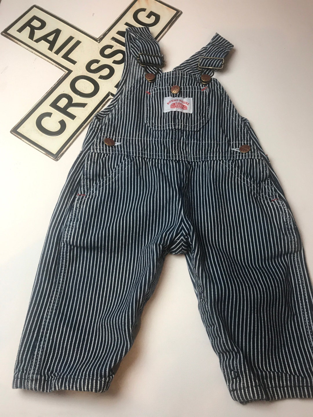 Vintage Round House Overalls, Roundhouse Overalls,made in USA, Infant