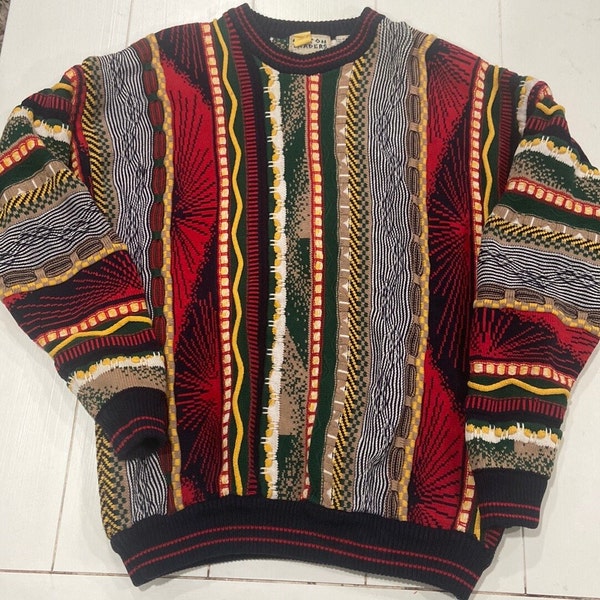 Vintage Coogi-like 3-D sweater,vintage sweater,cotton sweater,Coogi-like,vintage sweater,Boston Traders Sweater,colorful sweater,wnter