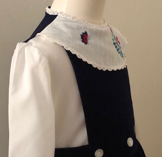 Vintage Girls Dress,girls dress,navy velvety dres… - image 4