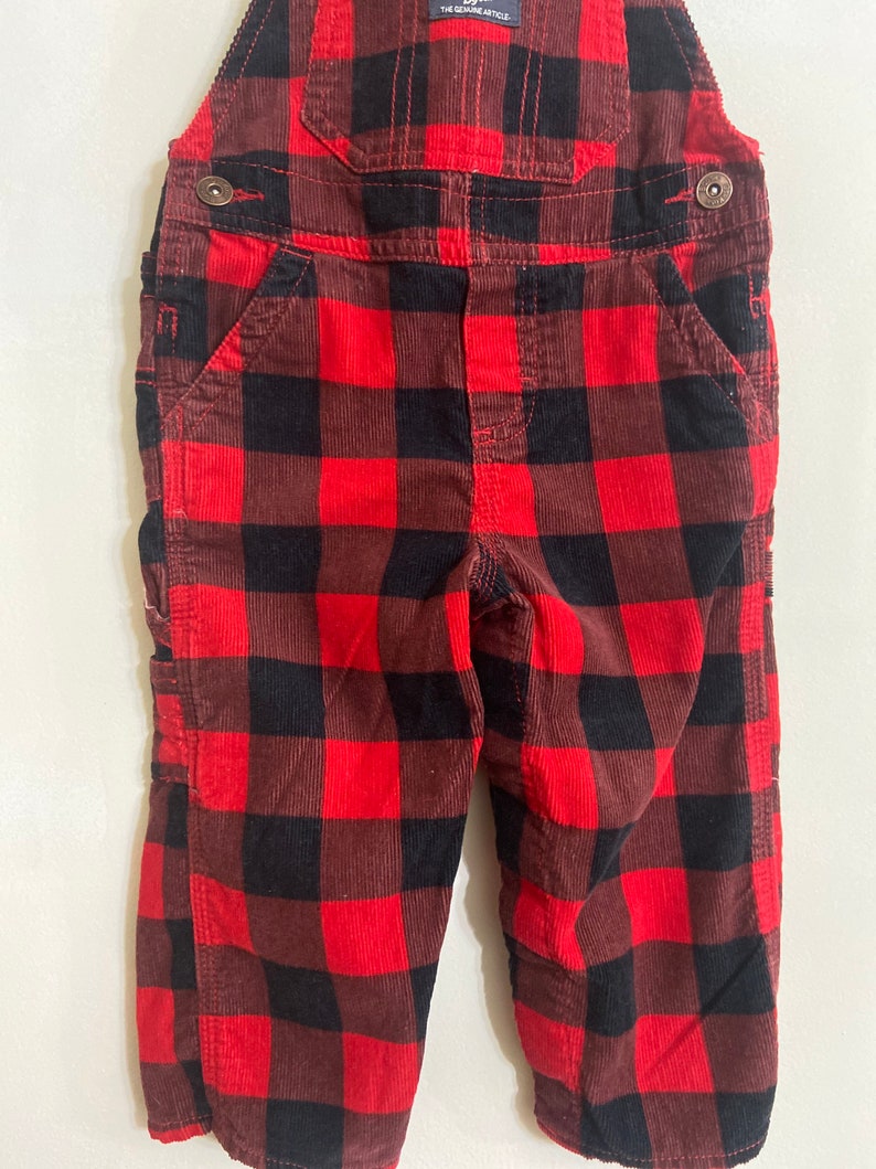 Oshkosh buffalo plaid overalls/Toddler overalls,toddler,Light weight corduroy overalls,Oshkosh 18 months,corduroy overalls,Oshkosh image 3