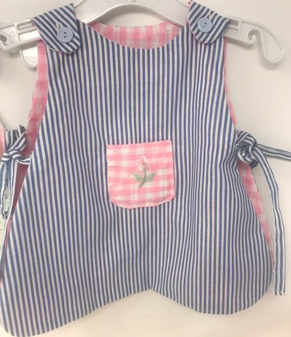 Vintage 70s Infant handmade Baby Aprons,infant gi… - image 3