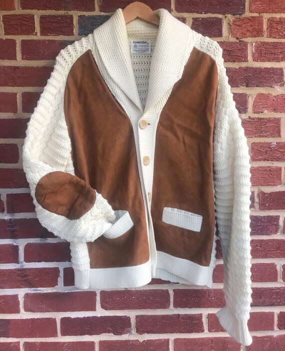 Vintage Wool Suede Cardigan Sweater,Chunky wool sw