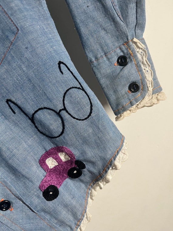 Girls Denim Embroidered Shirt,vintage,vintage shi… - image 7