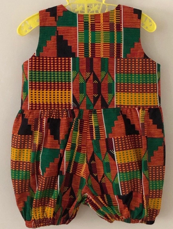 Vintage Kente Cloth Romper, toddler romper,Vintag… - image 2