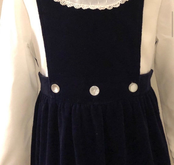 Vintage Girls Dress,girls dress,navy velvety dres… - image 7