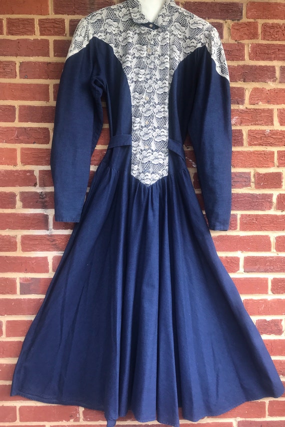 Vintage Denim Prairie Dress,Western dress,denim d… - image 1