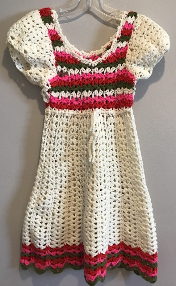 Girls Hand Knit Sweater Dress,handmade,hand knit,H