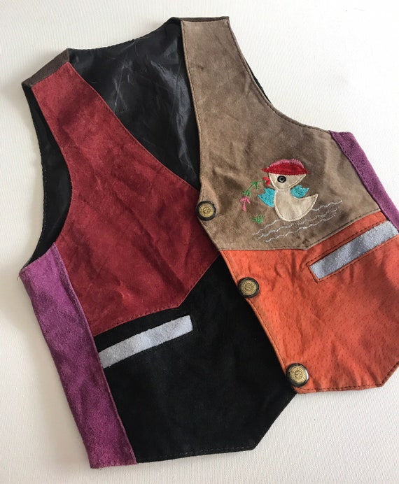 Vintage Child’s vest,Leather vest,suede vest, Gem
