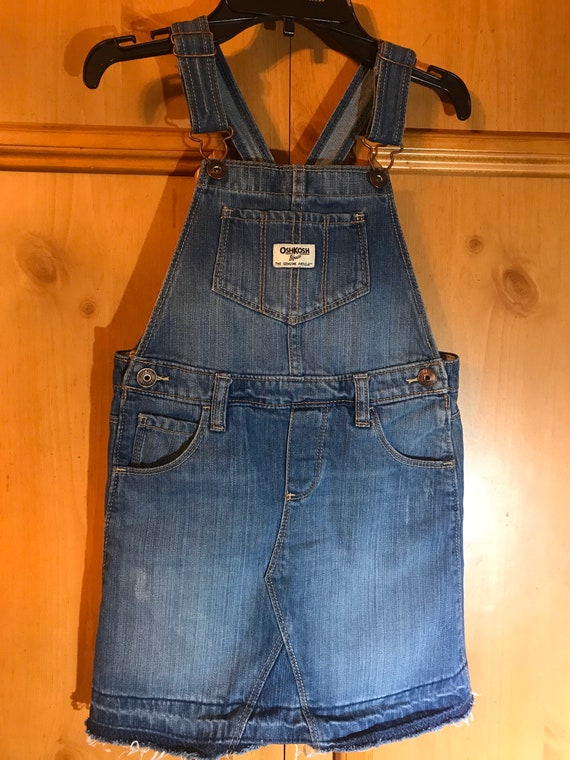 Oshkosh vestbak sz 6x jean overall dress jean dre… - image 1